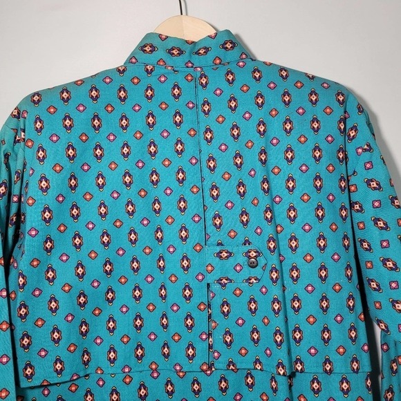 NEW VTG Circle T By Marilyn Lenox Blue Argyle Western Cowgirl Rodeo Top Sz M - Picture 7 of 12